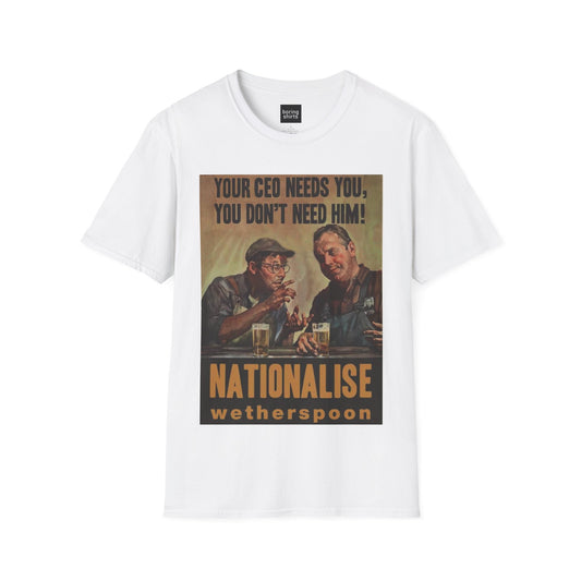 Nationalise Wetherspoon T-Shirt - Designed by TheBoringShirts